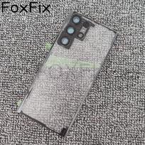 Glass Battery Back Cover for SAMSUNG GALAXY S22 Ultra 5G Rear Housing Door Panel Replacement with Adhesive Sticker MatteClear With Lens gray