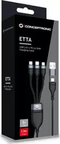 „CONCEPTRONIC USB-C/A 3.0–>C/Micro-B kabelis, 480Mb/s, 1,50 m, juodas“
