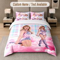 Taylor Swift 3Pcs Bedding Set, Personalized Custom Name Text, 1 Duvet Cover & 2 Pillowcases For Bedroom 180cmx210cm
