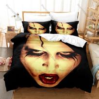 Marilyn Manson Fan Merch Duvet Cover Set Gothic Dark Horror Collage Album Art Skin-Friendly Machine Washable All Season Zipper EU Single 135*200cm/53x79in 3pcs