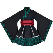 Anime Demon Slayer Kimono Tarnaitės Suknelės Kamado Nezuko Cosplay Kostiumas Japoniški Kimono Moterims Lolita Suknelė Helovino Šventės Dovanos XS black