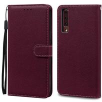 Dėklas Samsung Galaxy A7 2018 Galaxy A 7 2018 Viršelis Prabangus Odinis Atlenkiamas Dėklas Samsung Galaxy A7 2018 SM-A750F Telefonų Dėklai Samsung A7 2018 A750 vyno raudonos spalvos