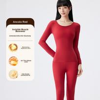 Ultra Thin Seamless Underwear Set for Women, Winter Thermal Base Layer Pajamas XL raudona