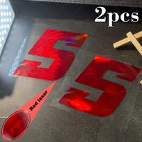 2 vnt. Raudono Lazerio Motociklo Numeriai 0-9 Lipdukai Atsparūs Vandeniui Motociklo Posparniui Šalmui Automobilio Kėbului Motoroleriams Universalūs Viniliniai Lipdukai S-High 5cm red