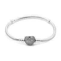 PANDORA 590727CZ Moment Pave Heart Silver Bracelet 590727CZ-20 white