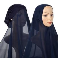 Newest Underscarf Instant Chiffon Hijab Jersey Bonnet Headscarf Long Shawl Scarf Women 1Pc Retail white