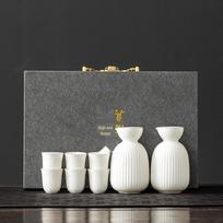 Elegant Mutton Fat Jade Wine Decanter Set: High-End Baijiu Drinkware with Wine Glasses in Gift Box gray