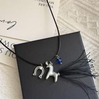 Korean Style Sunny Pony Necklace: Elegant, Delicate, Fashionable Pendant for Sweaters white