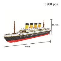KNEW BUILT Titanic 3D Model Ship Building Blocks Micro Bricks Toys Kits Assemble Cruise Boat Gift for Adults Kids in bag black