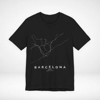 Barcelona Spain Train Map T-Shirt Minimalist Rail Graphic Tee Streetwear M black