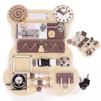 Wooden Sensory Busy Board for Children Educational Panel Bear 12 Pieces ECOTOYS
