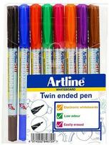 Artline whiteboard pen, double-ended, 8 colors (EK-541T/8W)