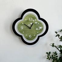 Swinging Green Leaf Retro Wall Clock, Simple New Wall-mounted Creative Home Clock Decoration for Living Room gray