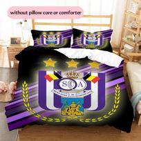 RSC Anderlecht rašto patalynė Namų dekoracija Gimtadienio dovana (1 * antklodės užvalkalas + 2 * pagalvės užvalkalai, be šerdies) 135x200cm black