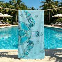 Towel Turtle Cute For Cool Outdoor Camping Beach Towel Super Ocean Absorbent Quick-Drying Summer Towel STJ40x70CM blue
