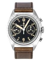 Hamilton Khaki Aviation Pilot Pioneer Chronograph Leather Strap Black Dial Mechanical H76409530 100M Men's Watch juoda