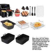 Ninja Af400uk Air Fryer Accessories Silicone Inner Pot Rack Steamer Tray Kitchen Tool Set For Home Cooking 13 Piece Set A white