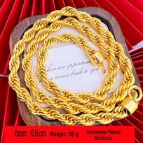 24K Gold Plated Twisted Rope Necklace - Trendy Braided Jewelry for Men black