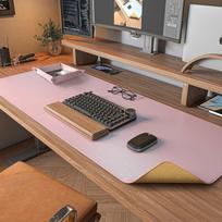 Dual Sided Desk Mat,Leather Desk Pad,Black Cork Desk Mat Protector,Large Mouse Pad,Desk Writing Pad for and Home 60x35 cm rožinė