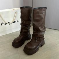 Women's High Boots Flats Platform Knee High Designer Shoes  Fashion Winter Chelsea Boots New Dress Goth Long Mujer De Botas 39
