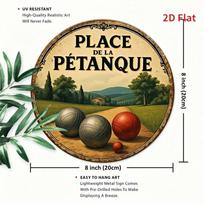 Vintage Pétanque Round Aluminum Wall Art 8x8in Rustic Farmhouse Decor for Home Bar Cafe Garden (Multicolor,TYA-1033117-20x20cm) įvairiaspalvis