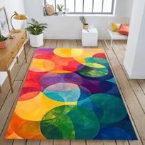 Bright Abstract Color Block Print Area Rug with Bold Brushstroke Stripes Modern Art Floor Mat for Living Room 50X80CM