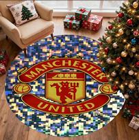Manchester United F.C Pattern Round Rug, Indoor/Outdoor Mat, for Picnic, Gameroom, Bedroom, Office, Living Room, Home Decor Carpet, Birthday Gift 100cmx100cm