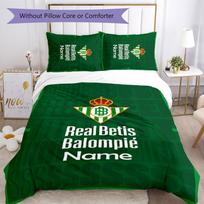 3pcs Custom Name Real Betis Balompié Bedding Set Duvet Cover Closure Includes 1 Duvet Cover & 2 Pillowcases for All Seasons Bedroom Decor 140cmx200cm