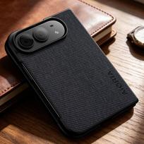 Dėklas IPhone Duo Ultra Fold Coque, prabangus, vintažinio audinio rašto, odinė, telefono dangtelis Funda, skirtas Iphone Duo dėklui iPhone Duo juoda