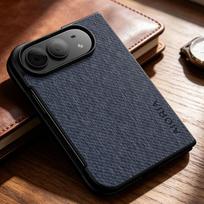 Dėklas IPhone Duo Ultra Fold Coque, prabangus, vintažinio audinio rašto, odinė, telefono dangtelis Funda, skirtas Iphone Duo dėklui iPhone Duo mėlyna