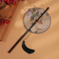 Rotatable Long Handle Fan Rollable Group Fan Classical Chinese Bamboo Waist Fan  Performance Props style X