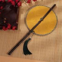 Rotatable Long Handle Fan Rollable Group Fan Classical Chinese Bamboo Waist Fan  Performance Props style E