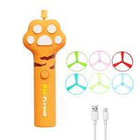 Electric Cat Flying Disc Toy USB Rechargeable Glow Kitten Flying Saucer Rotation with 6 Flying Discs oranžinė