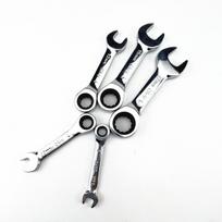 NAUJAS Trumpos rankenos reguliuojamos galvutės reketinis veržliaraktis Mini greitas reketinis veržliaraktis Darbą taupantis automatinio remonto techninė įranga Dvejopos paskirties veržliarakčio įrankis 5Pc (8-10-12-15-17) black