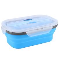 800ml Portable Silicone Folding Lunch Box Bento Boxes Food Container for Outdoor Travel Picnic mėlyna