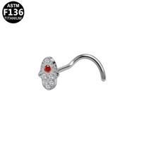 Floral Zirconia Nose Stud: F136 Titanium Alloy S-bar Piercing Jewelry