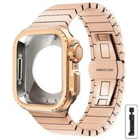 Dėklas+Dirželis Apple Watch juostai 10 42 46mm Ultra 2 49mm 9 8 7 6 SE 5 Plieno Metalinis Apsauginis Korpusas Atnaujinimas Iwatch 45mm 44mm 49mm beige