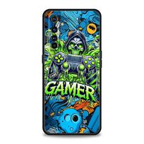Telefono dėklas, skirtas Oppo A17 A31 A54 A57 A78 A79 A80 A98 Find X5 X6 Reno 7 8 10 11 12 13 F Pro, minkštas TPU dangtelis, technologinis žaidimų konsolės dizainas Reno10 F black