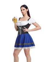 Oktoberfest Dirndl: Seksualus Helovino tarnaitės kostiumas, mini suknelė baro padavėjai XXL beige