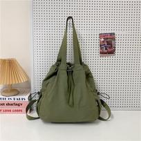 Multi-functional Backpacks For Women Nylon Large Capacity Shopper Shoulder Totes Drawstring Bag Bucket Travelling Rucksack gray