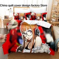 Persona 5 Royal Futaba Sakura Oracle Bedding Set Soft Duvet Cover Pillowcase For Adult Kids Bedroom Decor Twin Full Queen King EU Single(135x200cm) red