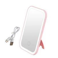 LED Makiažo Veidrodis USB Įkraunamas Kosmetinis Veidrodis su Reguliuojamu Stovu 3 Apšvietimo Režimai Nešiojamas Kosmetinis Veidrodis Sau arba Artimiesiems rožinė