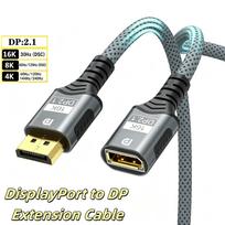 16K DisplayPort Extension Cable, DP 2.1 Male to Female Adapter Cord 54Gbps, 16K@30Hz 8K@60Hz Compatible with PC, Laptop, Monitor, TV, Projector