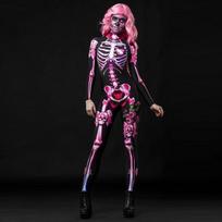 Moterys Vaikai Helovino Cosplay kostiumai Tėvų ir vaikų apranga Kaukolė Skeletas 3D Skeletas Gėlių marginimas Ilgomis rankovėmis Bodiniai Kombinezonai 140CM rožinė