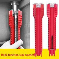 Multi-functional Bathroom & Kitchen Faucet Wrench Tool for Sink, Toilet, and Water Pipe Installation 8-in-1 Wrench red