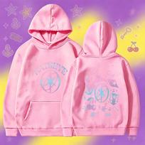 Katseye Gradient Print Hoodie Oversized Pullover Sweatshirt 60810-11 Heather Grey M rožinė