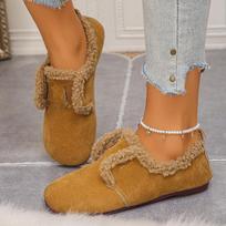 New Women Flats Warm and Comfortable Simple Plus Flat Shoes Women Fashion Lightweight Loafers Short Plush Women Boots 40