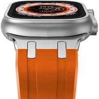 Silicone Strap for Apple Watch 1/2/3/4/5/6/7/8/9/10/11/SE Ultra 1/2/3 42/44/45/46/49mm, Orange gray