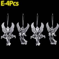 24/2pc Christmas Snowflake Pendants Acrylic Transparent Crystal Xmas Tree Hanging Ornaments For Home New Year Navidad 2025 Decor gray