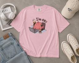 Anya Forger I'm OK Shirt, Spy x Family Anime T-Shirt, Unisex Anime tee, Comfort Colors, Cute Kawaii Graphic Tee, Anime Lover Gift M gray